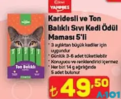 KİWİ YAMMİES KARİDESLİ VE TON BALIKLI SIVI KEDİ ÖDÜL MAMASI 5'Lİ
